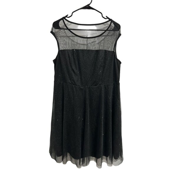 Candalite Black Sleeveless Glitter Mesh Overlay Dress Size XXL Whimsygoth Fairy - Picture 1 of 9